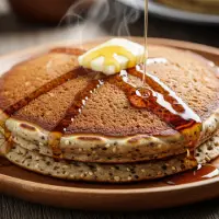 Multigrain Pancake from the First Watch Breakfast Menu with Prices, served warm and fluffy with a hint of natural sweetness and a side of syrup.