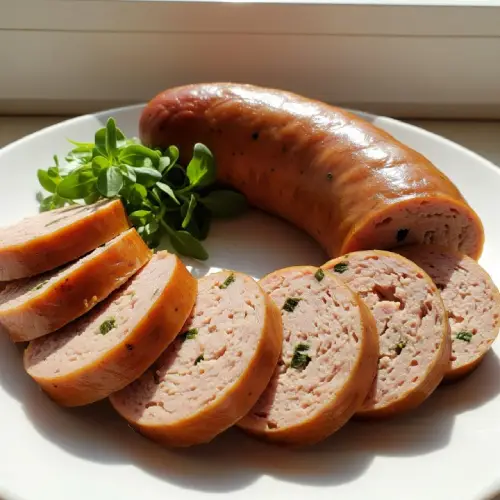 Juicy turkey sausage links, lightly browned and served hot as a lean and flavorful breakfast protein option.