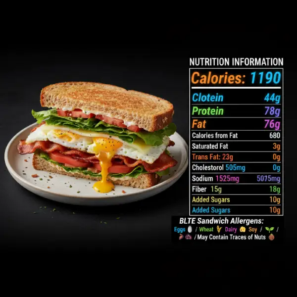 BLT Benedict Nutrition