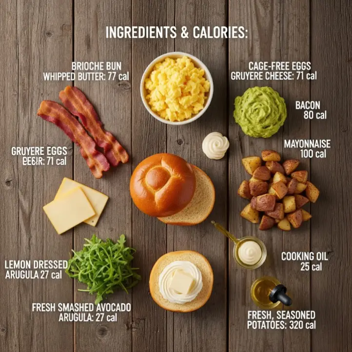 Ingredients for Elevated Egg Sandwich from First Watch including eggs, cheddar cheese, fresh spinach, tomatoes, and whole-grain bread”