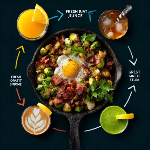 "Best drink pairings with Honey Bacon Brussels Hash – perfect beverages to complement the sweet and savory flavors"